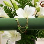 Armbånd i forgylt sølv med grønn firkløver. LIV - 750714