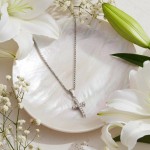 Kors i hvitt gull 14kt med zirkonia, lengde 19 mm - 94014