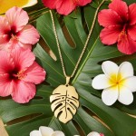 Smykke Monstéra Blad i gult gull 14kt, bredde 21 mm - 52360