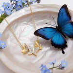 Swarovski smykke Idyllia Lilia necklace Butterfly, White, Gold-tone plated - 5736068