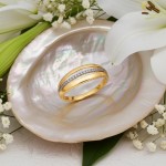 Gullring i 14 kt gull med zirkonia - bur594085