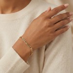 Armbånd i gult gull 14kt, 19 cm. Figaro - 60126