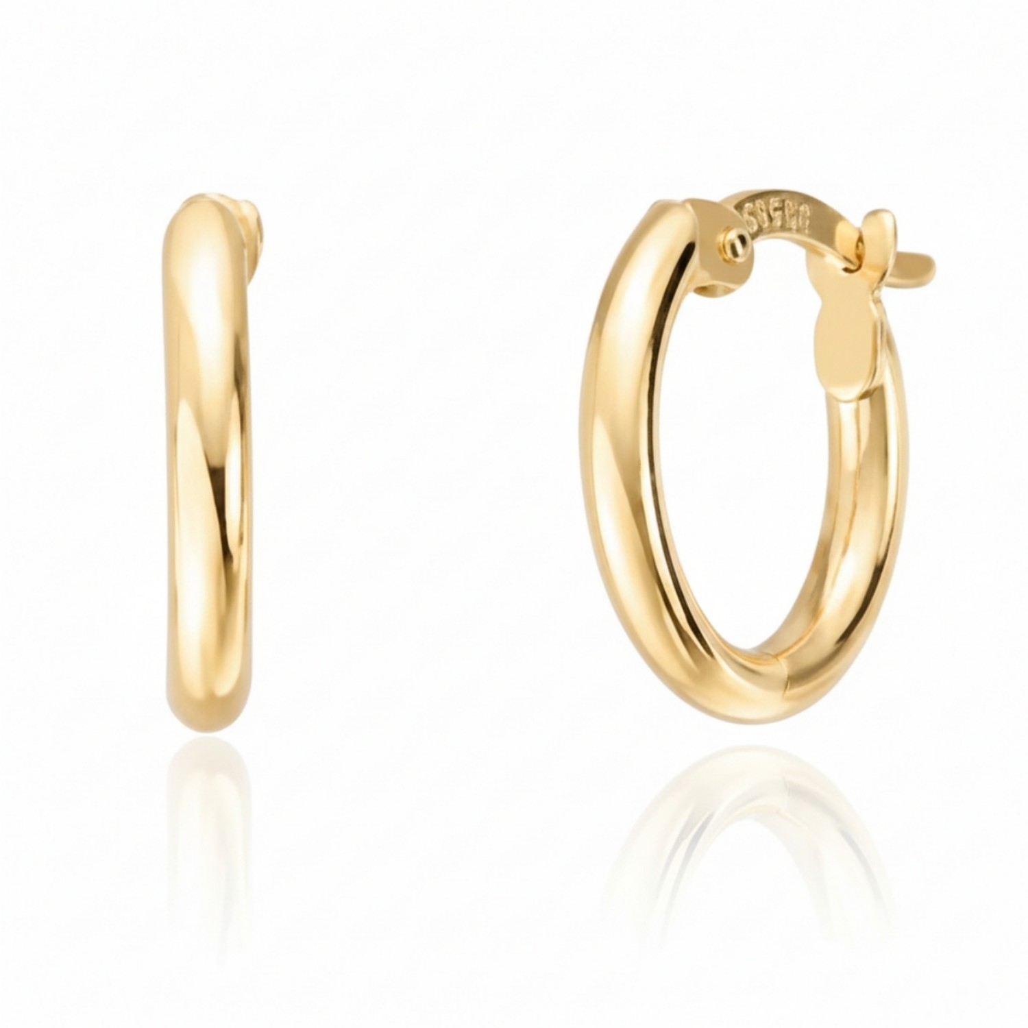 Øreringer i gult gull 14 kt, 2 mm/14mm - 46084