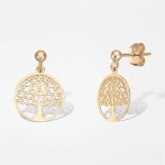 Øredobber Livets tre i gult gull 14 kt - 47552