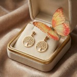 Øredobber Livets tre i gult gull 14 kt - 47552