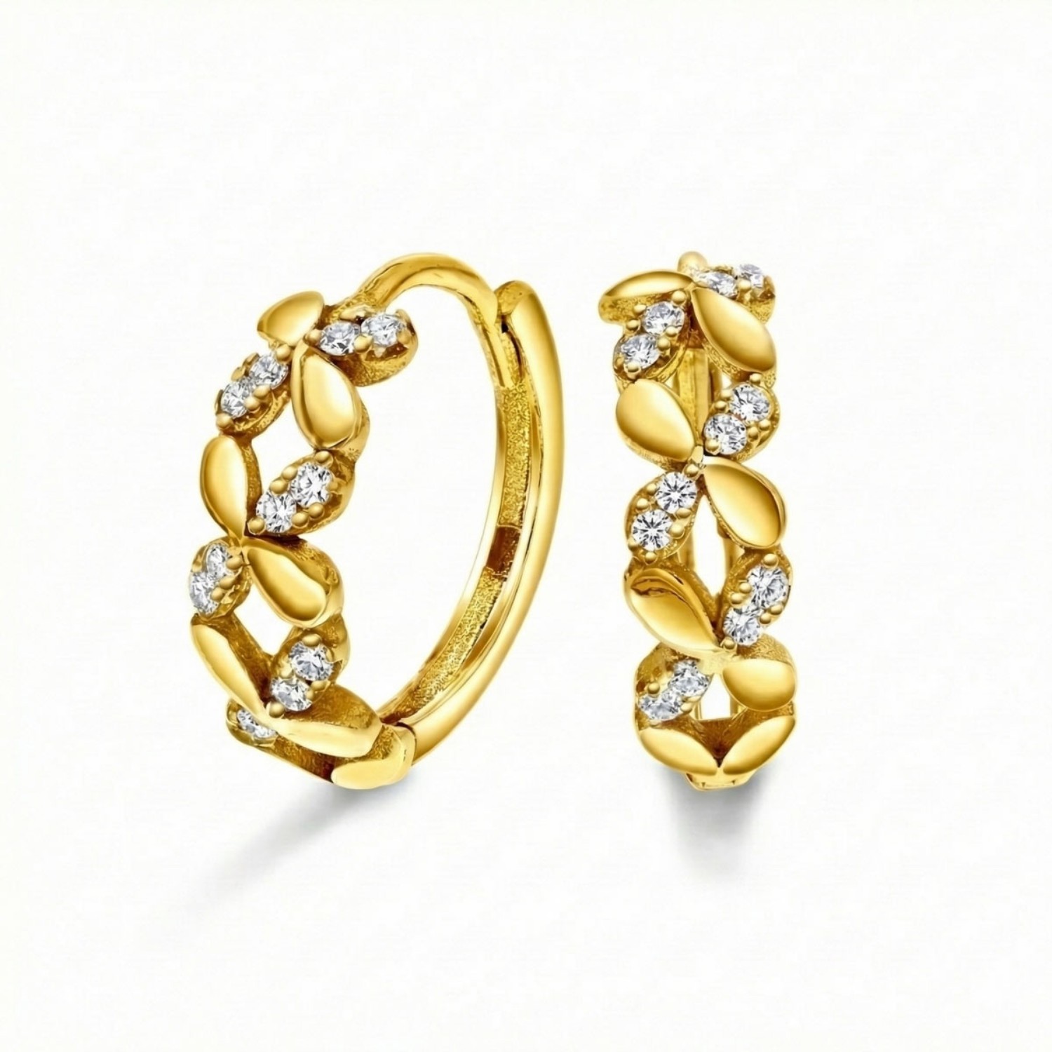 Gull øredobber Kreol med zirkonia - 53156