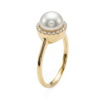 Gullring i gull 14kt med perle og 0,12 ct TW-Si - COC5070792