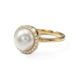 Gullring i gull 14kt med perle og 0,12 ct TW-Si - COC5070792