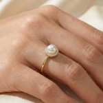 Gullring i gull 14kt med perle og 0,12 ct TW-Si - COC5070792