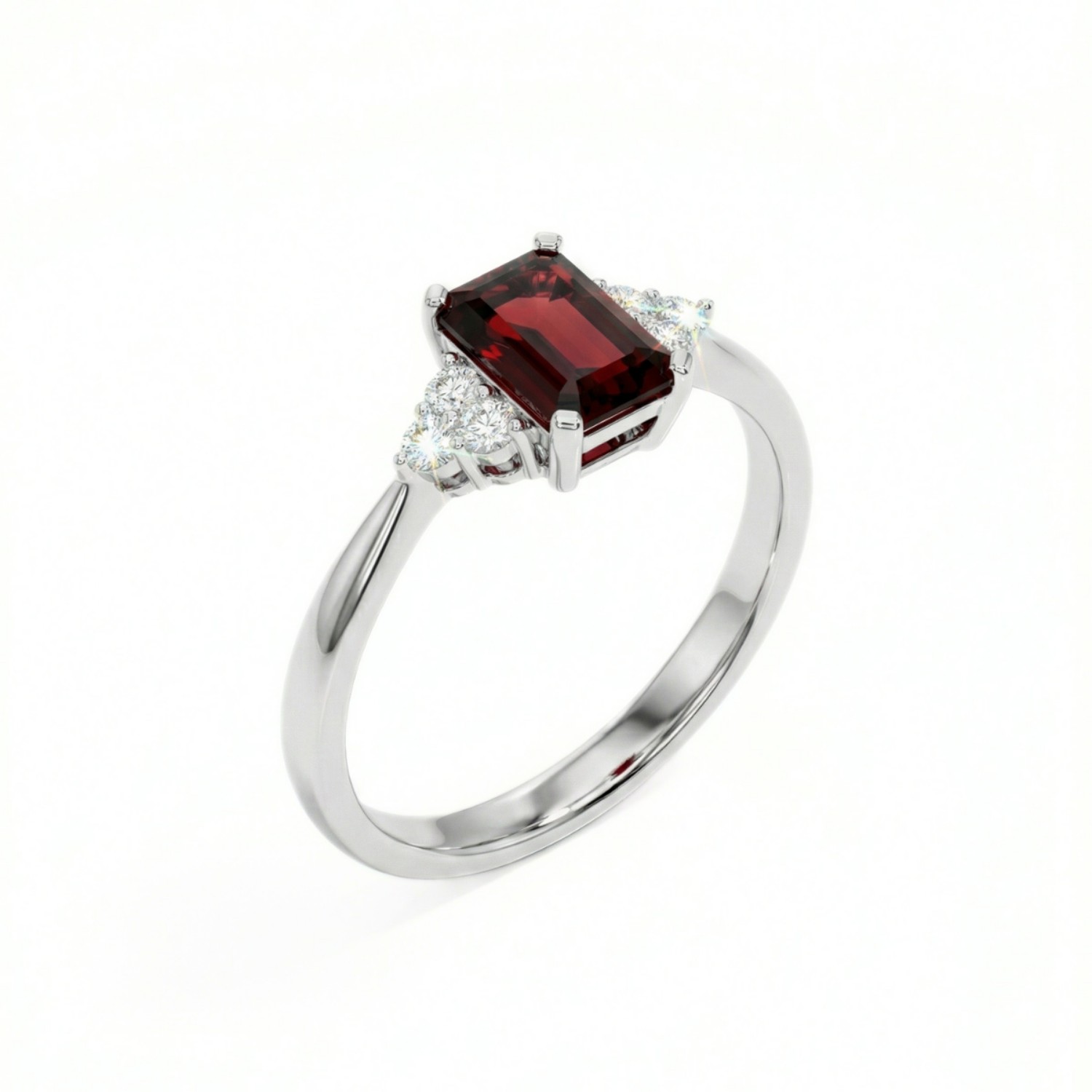 Hvittgullring med granat og diamanter 0.09 ct TW-Si - coc5000733