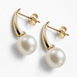 Øredobber i gult gull 14 kt med ferskvannsperler 8 mm - coc003742050