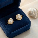 Øredobber i gult gull med ferskvannsperler og diamanter 0,16 W-Si - Bur720691