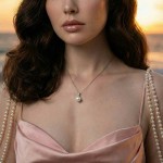 Diamantsmykke med 0,025ct W-Si og perle Fv.p. 8-8.5mm - coc4000083