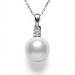 Gullsmykke med perler 10-10,5mm og diamanter 0,10ct W-Si - Coc4000142