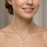 Gullsmykke med ferksvannsperle - 27377