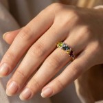 Diamantring i gult gull 0,04 ct W-Si med edelstener- Bur560797