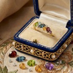 Diamantring i gult gull 0,04 ct W-Si med edelstener- Bur560797