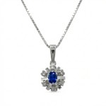 Diamantsmykke i gull med 0,06 ct W-Si & safir - BUR270158s