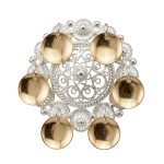 Barnesølje i hvit  og forgylt sølv