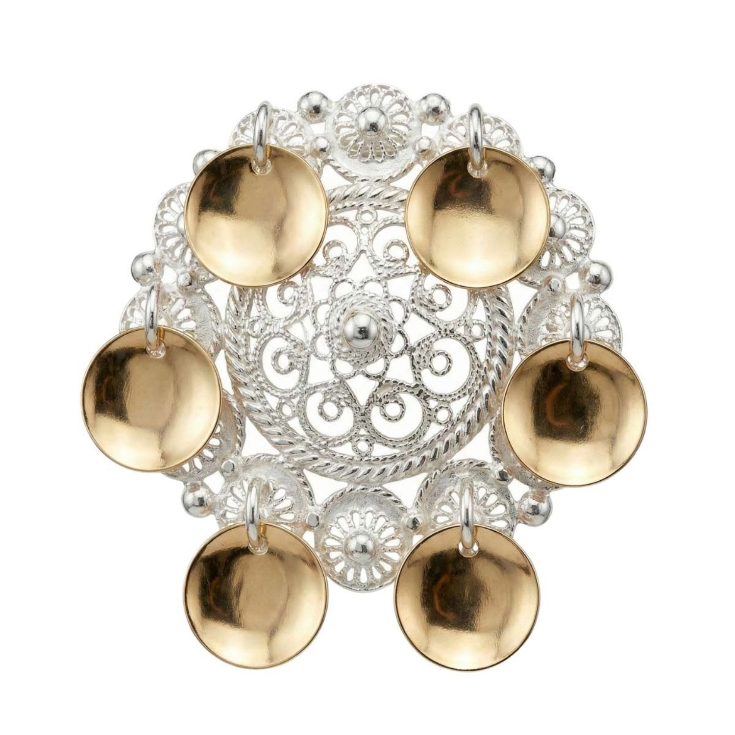 Barnesølje i hvit  og forgylt sølv