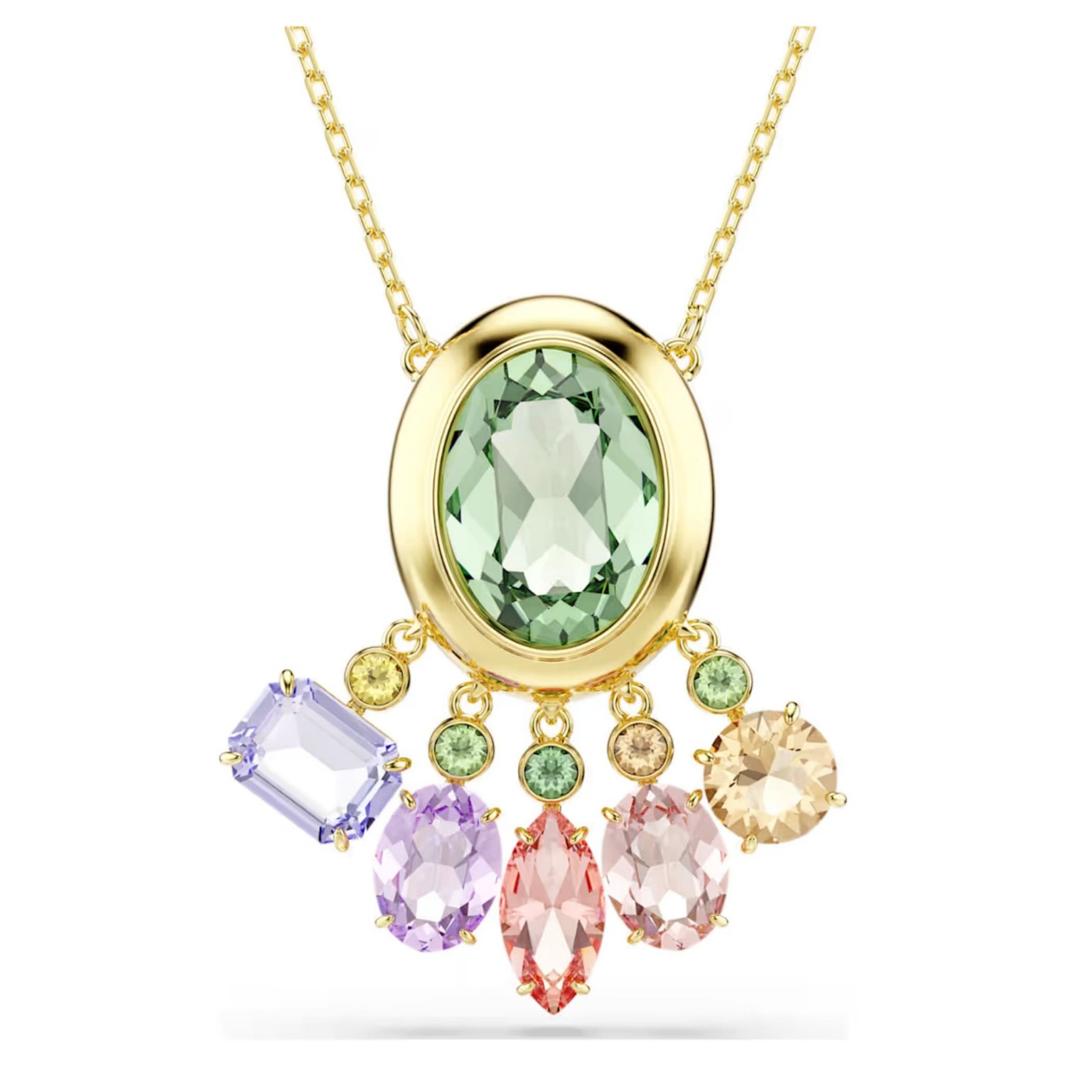 Swarovski smykke Gema pendant Mixed cuts, Dangling crystals, Multicolored, Gold-tone plated - 5741587