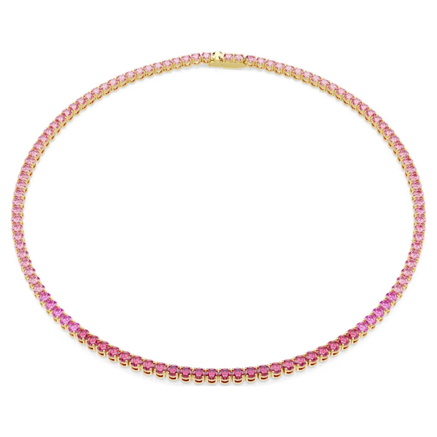 Swarovski collier Matrix Tennis necklace Round cut, Pink, Gold-tone plated - 5751762