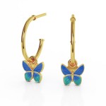 Ørepynt i forgylt sølv Sommerfugl blå. LIV - 700812