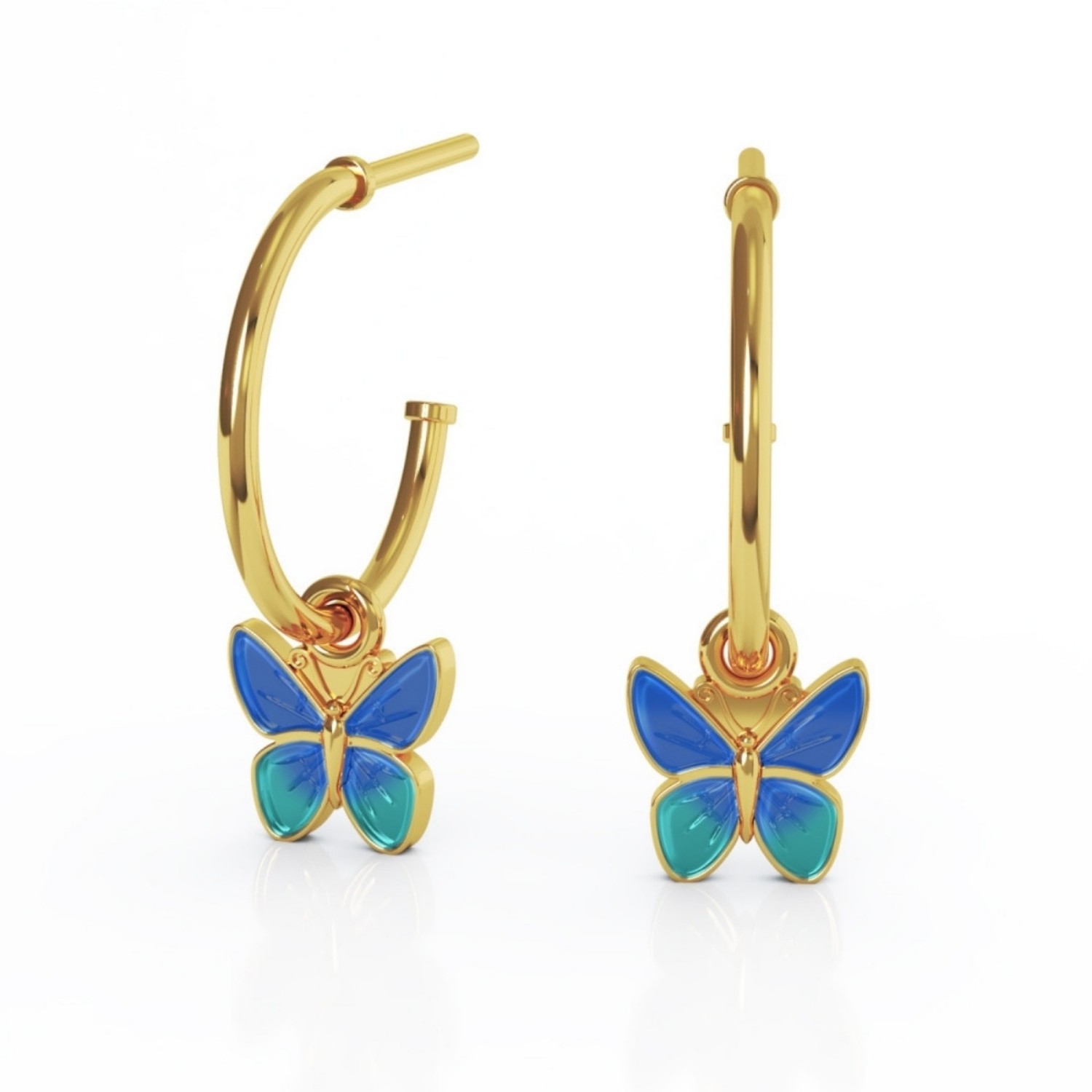 Ørepynt i forgylt sølv Sommerfugl blå. LIV - 700812