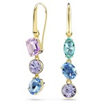 Swarovski øredobber Gema drop earrings Asymmetrical design, Mixed cuts, Multicolored, Gold-tone plated - 5747917