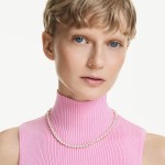 Swarovski collier Matrix Tennis necklace Crystal pearl, Round cut, White, Gold-tone plated - 5742039