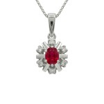 Diamantsmykke med 0,06 ct W-Si og rubin - Bur270158