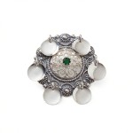 Sølje, oksidert m. grøn stein - 106208