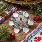 Sølje, oksidert m. grøn stein - 106208