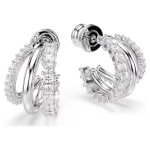 Swarovski øredobber Hyperbola hoop earrings Round cut, Mini, White, Rhodium plated - 5737110