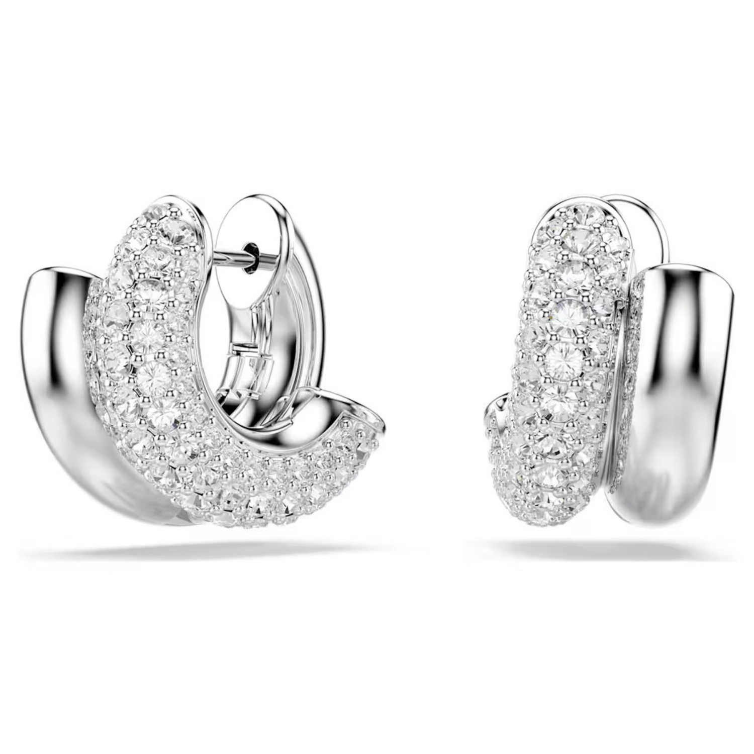 Swarovski øredobber Dextera hoop earrings Round cut, Mini, White, Rhodium plated - 5738197