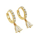 Kreoler i forgylt sølv med cirkonia og hvit blåklokke LIV - 701203