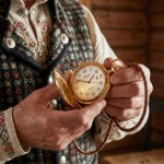 Bonett lommeur double quartz m/mønster inkl. kjede - 428DM