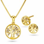 Smykkesett Livets tre-sett i forgylt sølv med zirkonia - 69545