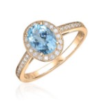 Gullring Capri i gult gull 14kt med akvamarin og 0,24ct W-Si - 57433