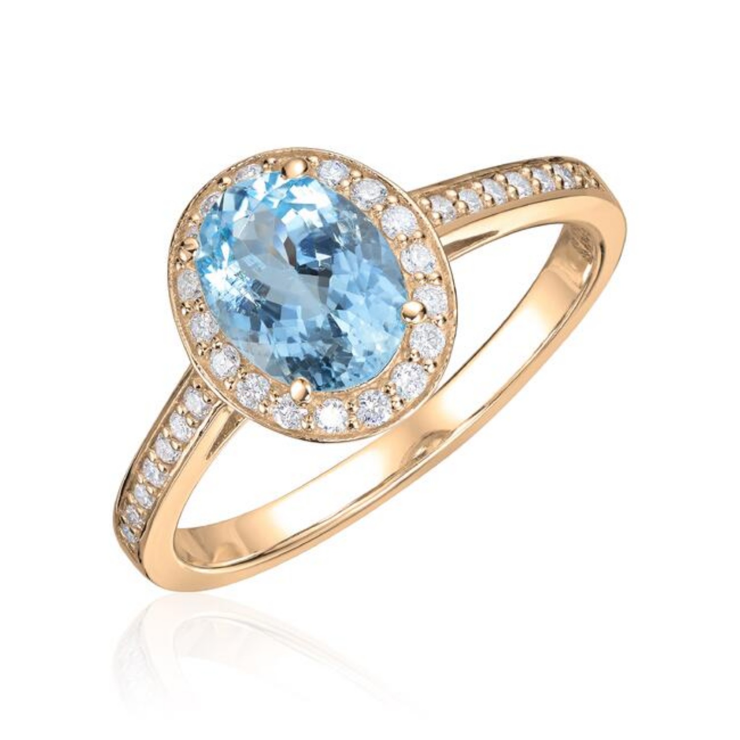 Gullring Capri i gult gull 14kt med akvamarin og 0,24ct W-Si - 57433