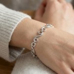 Sølv armbånd med mønster, 19 cm/6mm - 20326coc