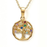 Livets tre i forgylt sølv med zirkonia-2994545