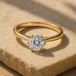 Diamantring forlovelsesring  1,00 ct i 14kt gult gull. Aida - 18016100gg