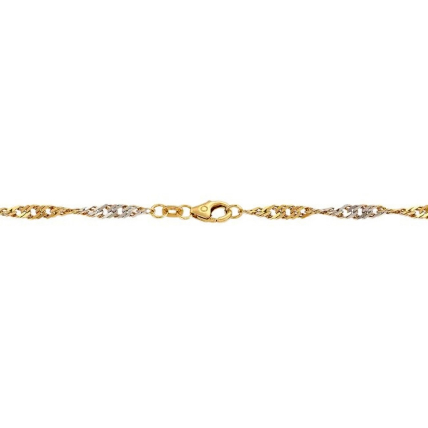 Armbånd gull. SINGAPORE i hvitt og gult gull 14 kt, 18 cm/2,9 mm - 18TF2918