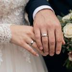 Giftering i platina 950, 5 mm. RUBIN modell 803 - 1150