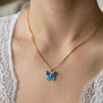 Smykke i forgylt sølv blå sommerfugl. LIV - 860812