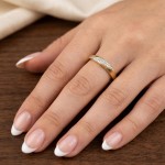 Gullring gult gull 14 kt med zirkonia - coc120124