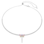 Swarovski collier Ariana Grande x Swarovski Y necklace Mixed cuts, Dragonfly, Multicolored, Rhodium plated - 5737425