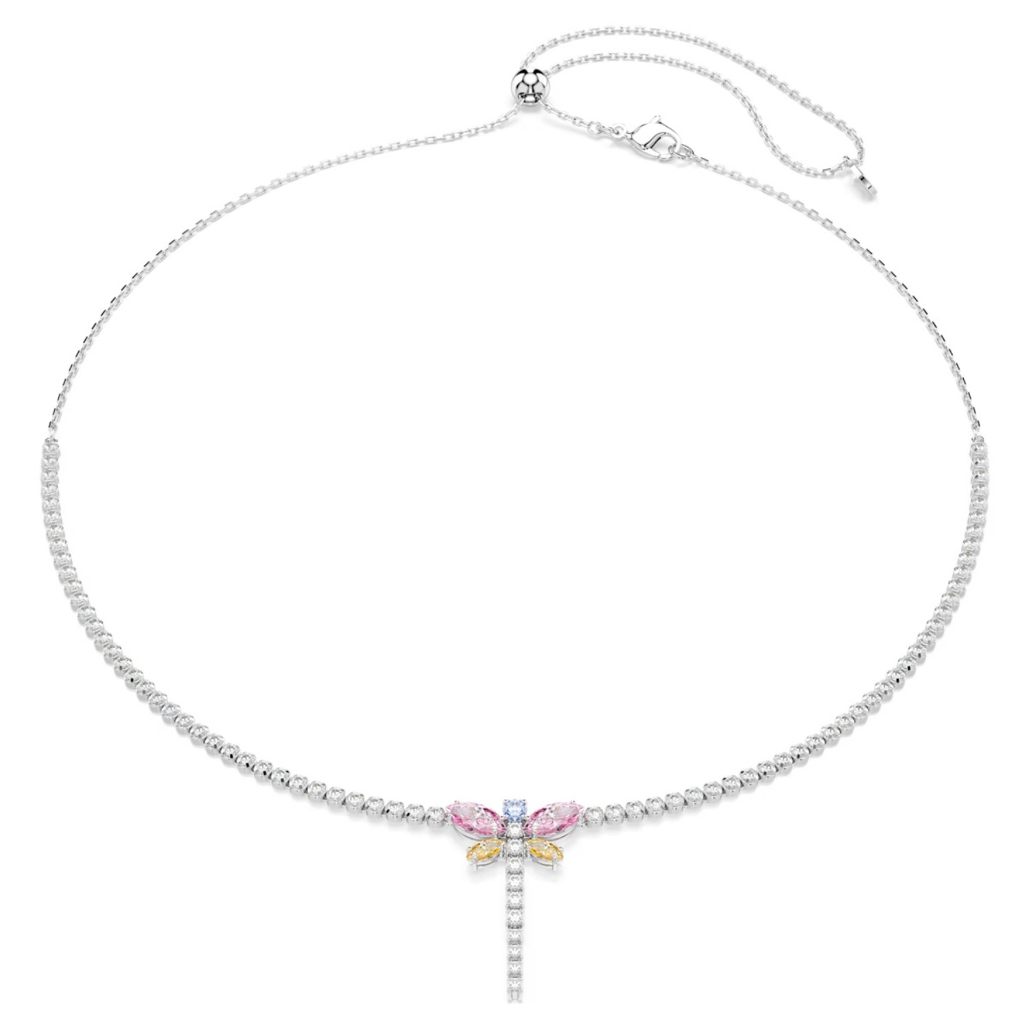 Swarovski collier Ariana Grande x Swarovski Y necklace Mixed cuts, Dragonfly, Multicolored, Rhodium plated - 5737425