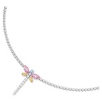 Swarovski collier Ariana Grande x Swarovski Y necklace Mixed cuts, Dragonfly, Multicolored, Rhodium plated - 5737425